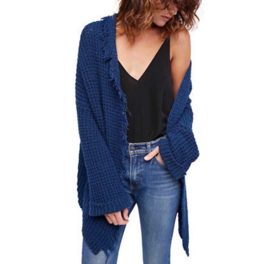 Free People Teal Knit Cardigan Sweater